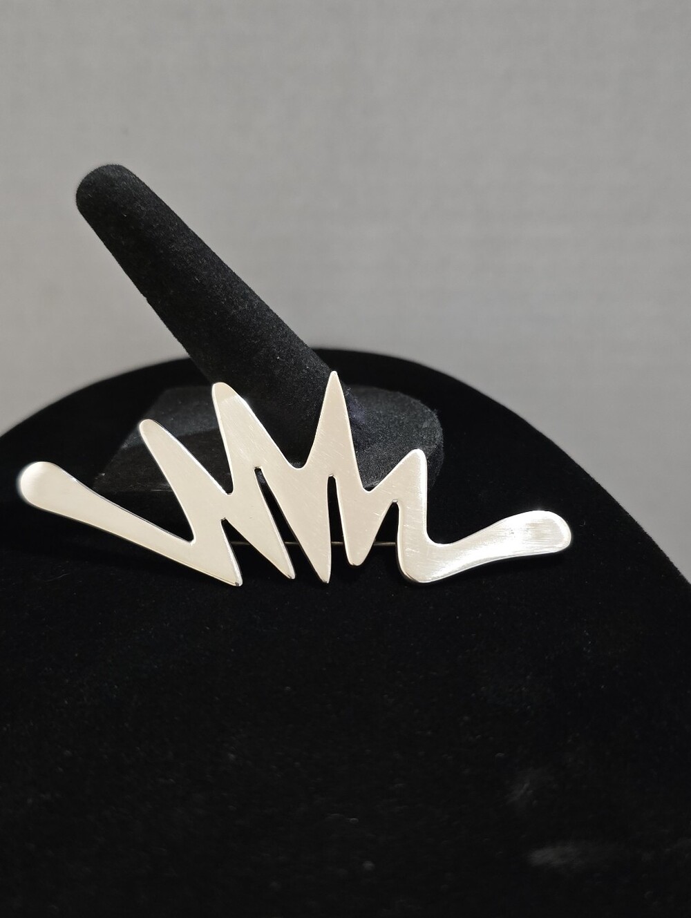 Vintage Taxco Sterling Silver Zig-Zag Brooch TE-21  Made In Mexico 3.4 Inch